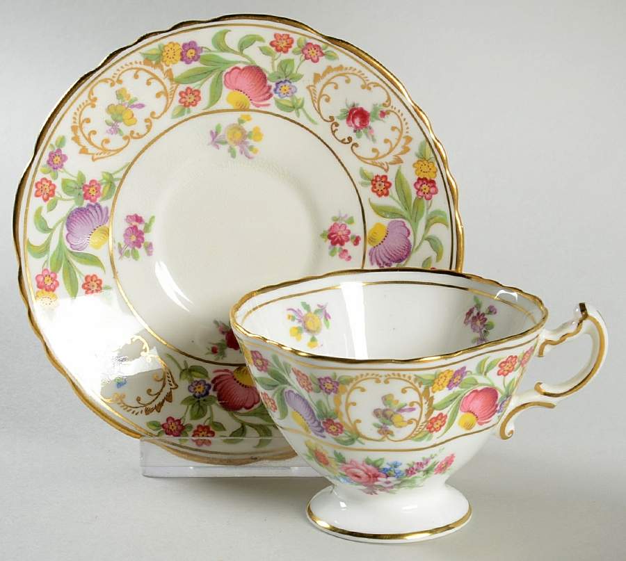 Dresden Sprays Footed Demitasse Cup & Saucer Set by Hammersley-1