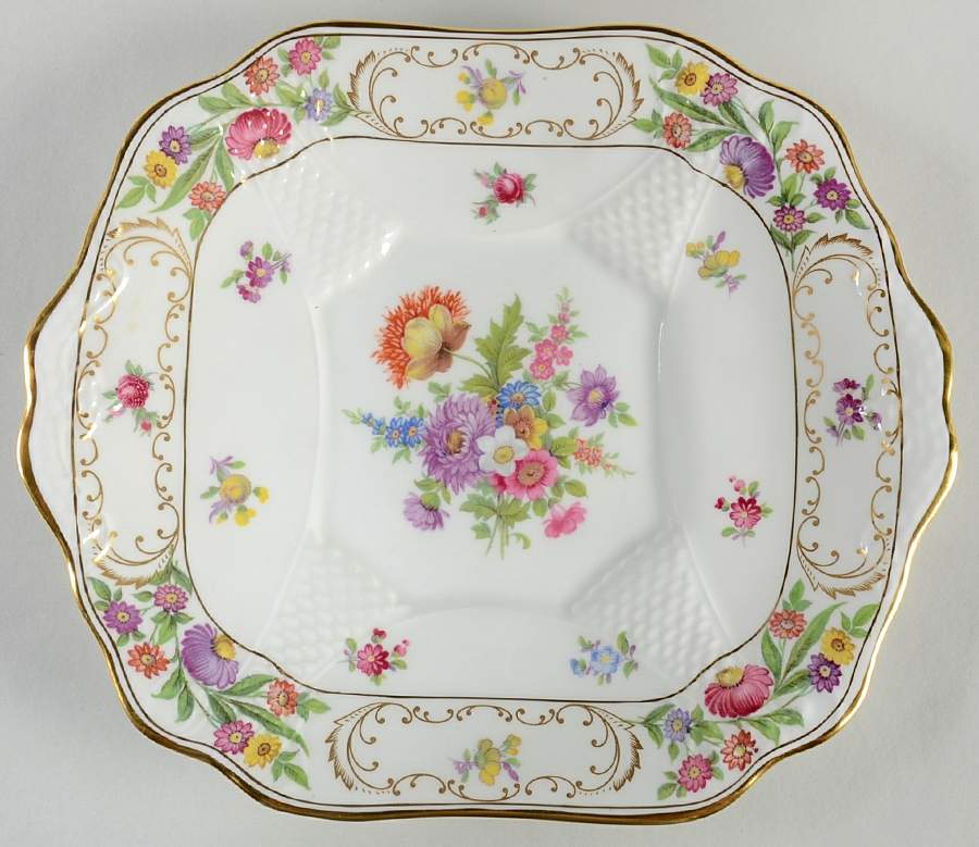 Dresden Sprays Square Handled Cake Plate by Hammersley-1