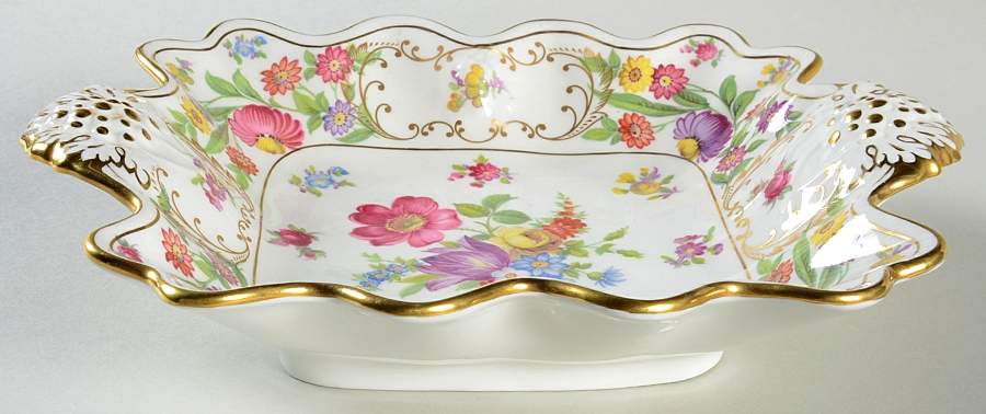 Dresden Sprays 9" Handled Square Bon Bon by Hammersley-1