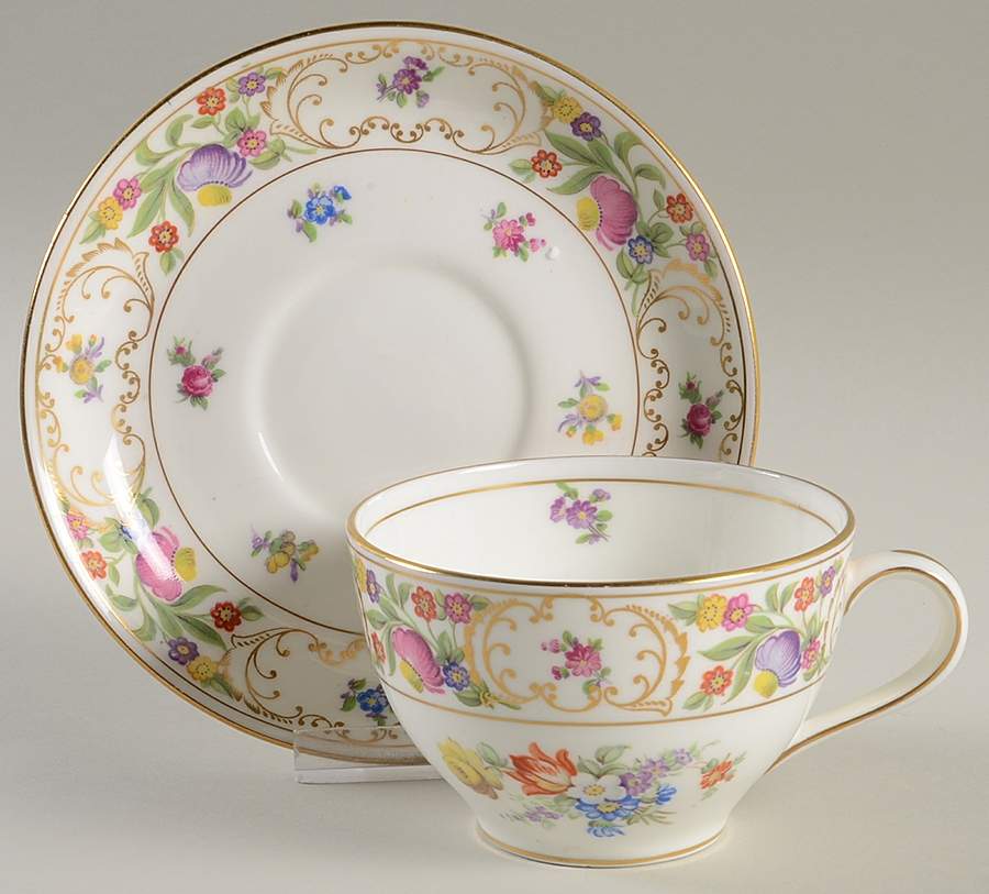 Dresden Sprays Flat Cup & Saucer Set by Hammersley-1
