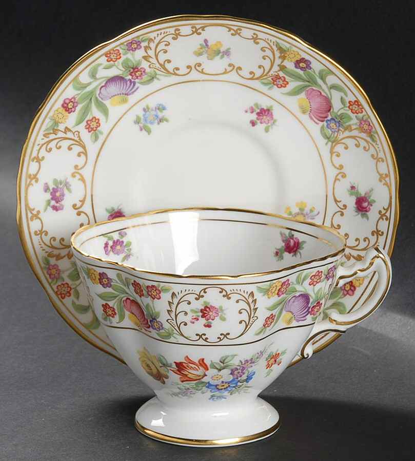 Dresden Sprays Footed Cup & Saucer Set by Hammersley-1