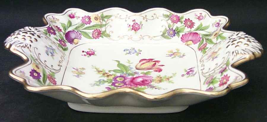 Dresden Sprays 9" Handled Square Bon Bon by Hammersley-1