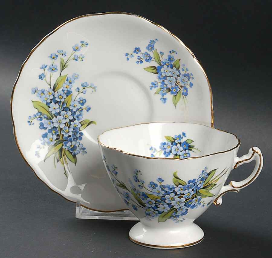 Forget Me Not Footed Cup & Saucer Set by Hammersley-1