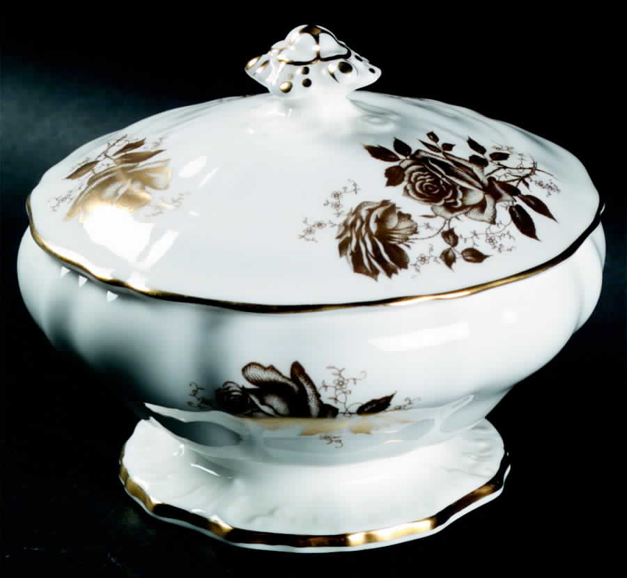 Golden Glory Pedestal Candy Box with Lid by Hammersley-1