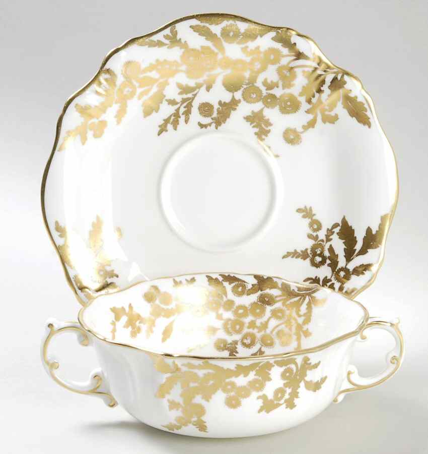 Golden Tansy Flat Cream Soup Bowl & Saucer Set by Hammersley-1
