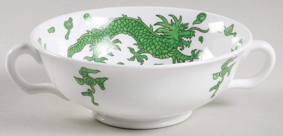Green Dragon Footed Cream Soup Bowl by Hammersley-1
