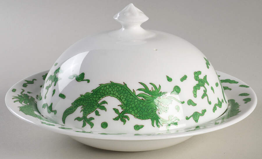 Green Dragon Muffin Dish & Lid by Hammersley-1