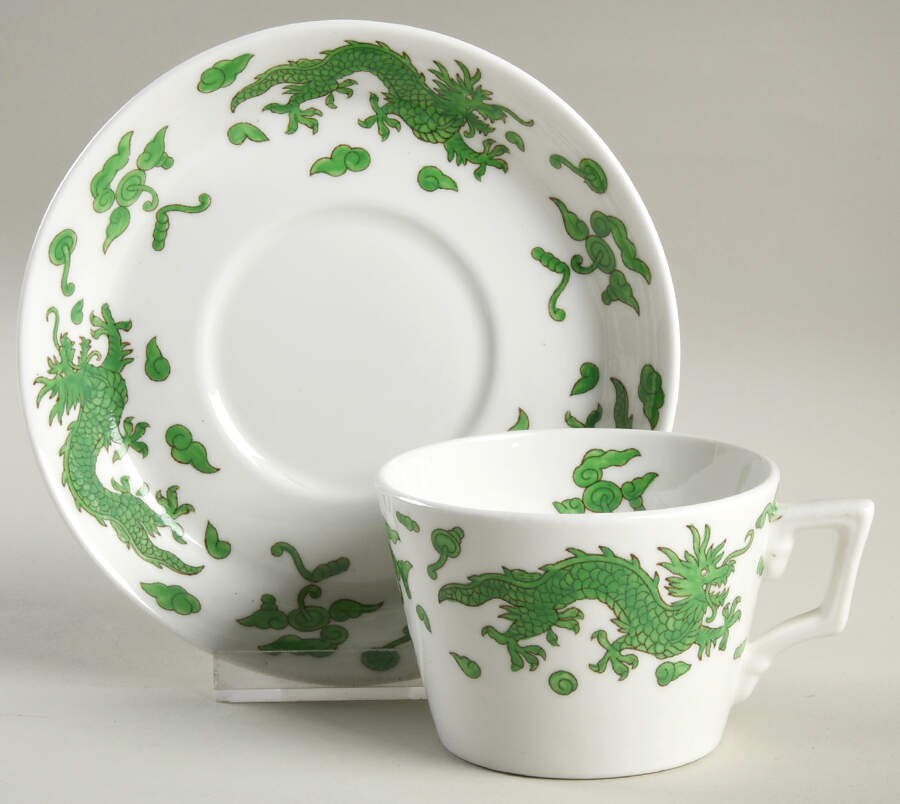 Green Dragon Flat Cup & Saucer Set by Hammersley-1
