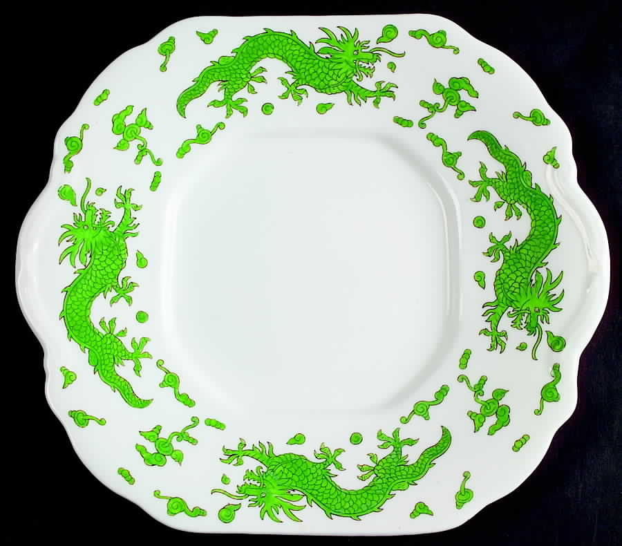 Green Dragon Handled Cake Plate by Hammersley-1