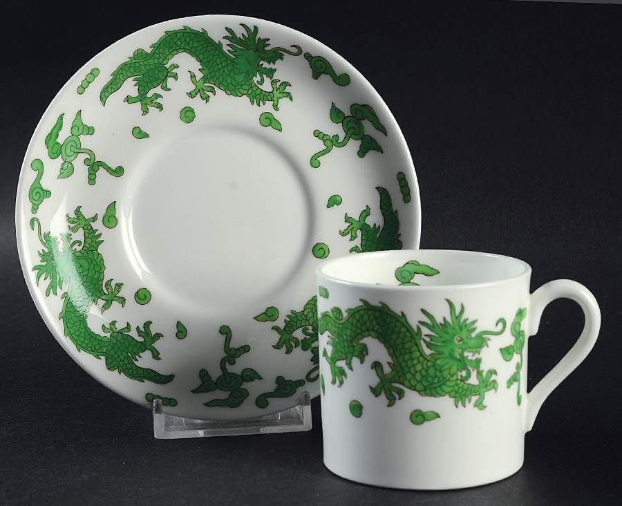 Green Dragon Flat Demitasse Cup & Saucer Set by Hammersley-1