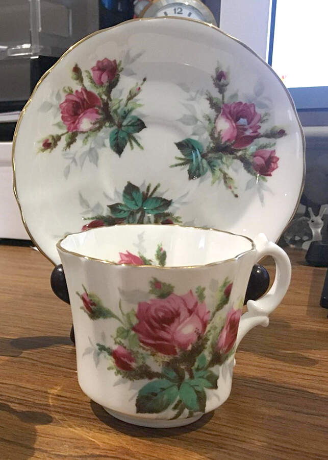 Grandmother's Rose Flat Cup & Saucer Set by Hammersley-1