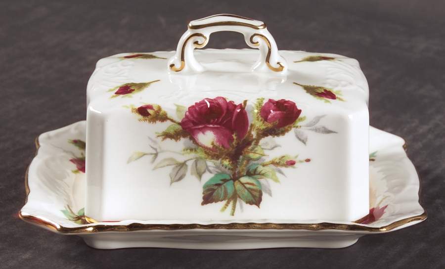 Grandmother's Rose Square Covered Butter by Hammersley-1