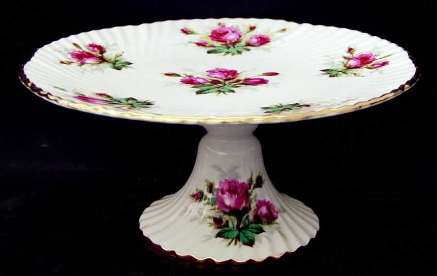 Grandmother's Rose 10" Diameter Pedestal Cake Stand by Hammersley-1