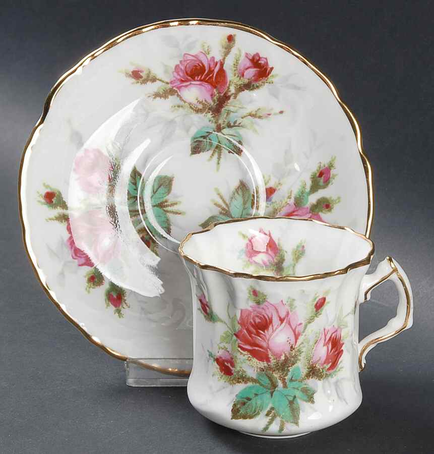 Grandmother's Rose Flat Cup & Saucer Set by Hammersley-1