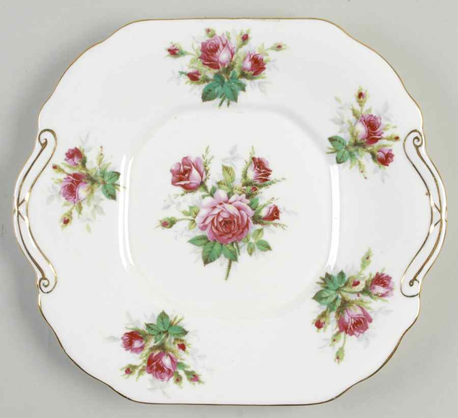 Grandmother's Rose Square Cake Plate by Hammersley-1