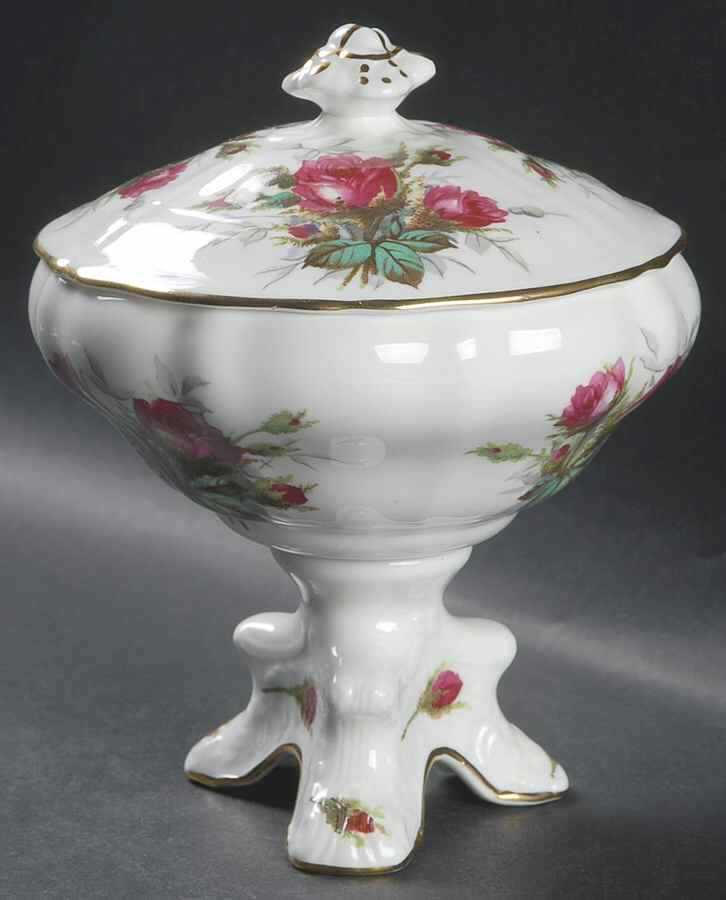 Grandmother's Rose Pedestal Candy Box with Lid by Hammersley-1