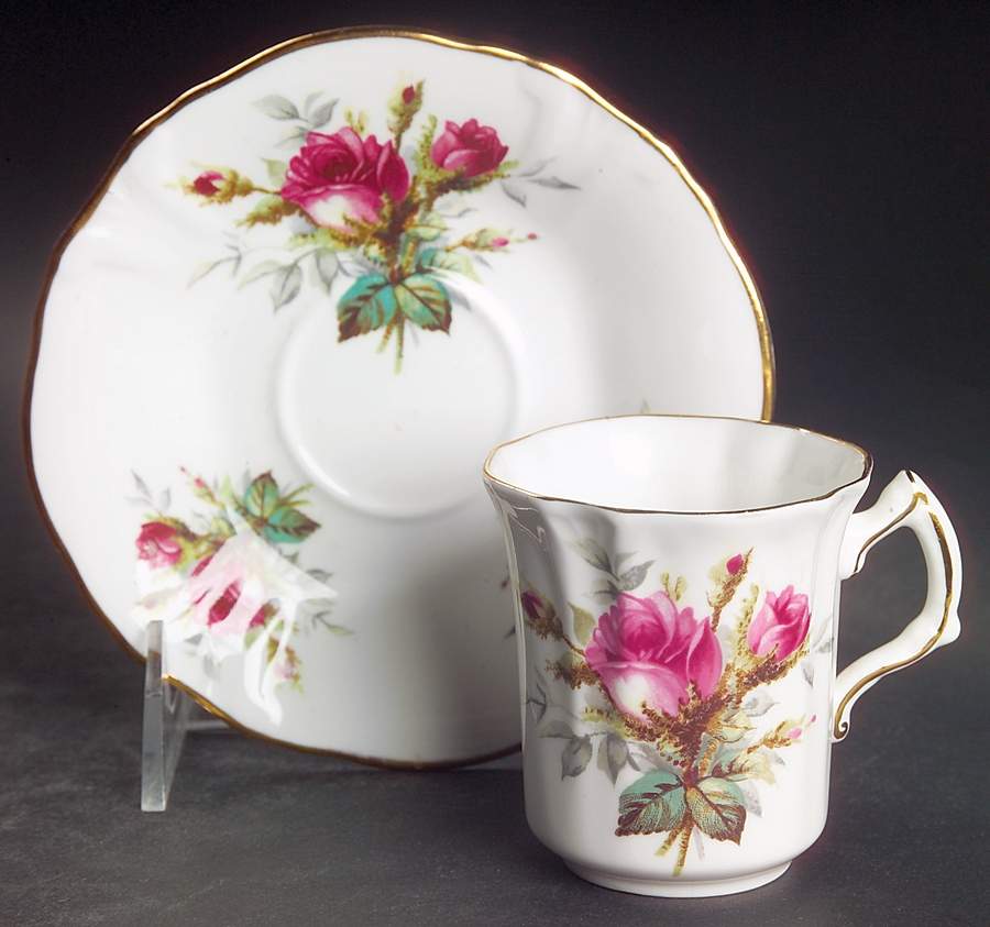 Grandmother's Rose Flat Demitasse Cup & Saucer Set by Hammersley-1