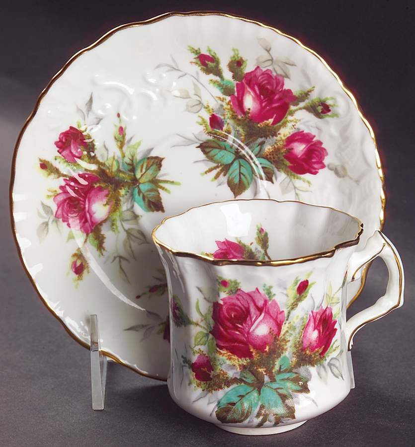 Grandmother's Rose Flat Cup & Saucer Set by Hammersley-1