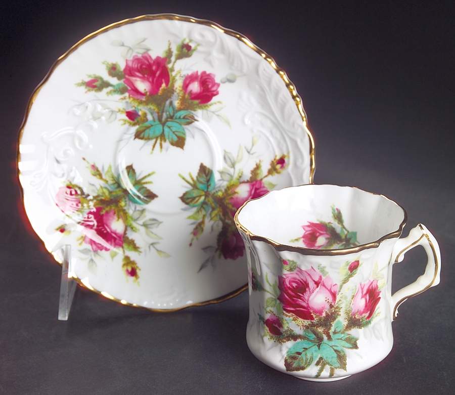 Grandmother's Rose Flat Cup & Saucer Set by Hammersley-1