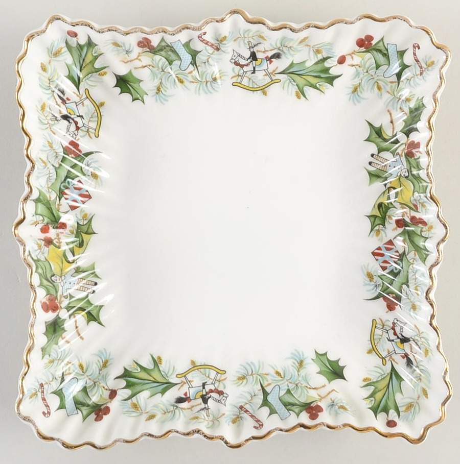 Christmas Holly 7" Square Sweet Meat by Hammersley-1