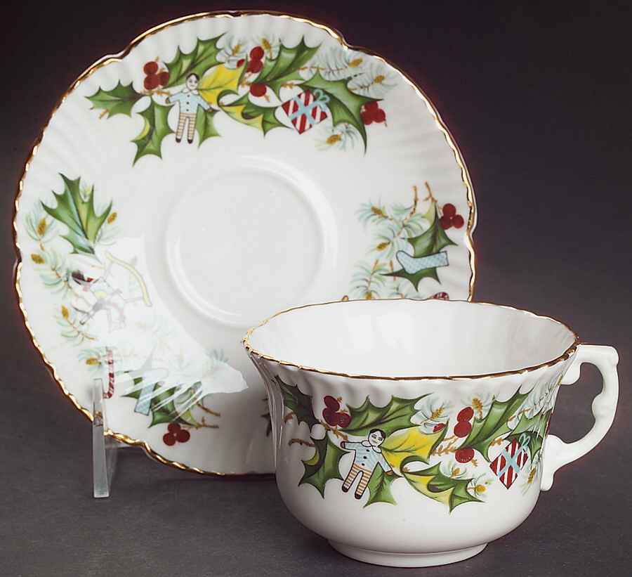 Christmas Holly Flat Cup & Saucer Set by Hammersley-1
