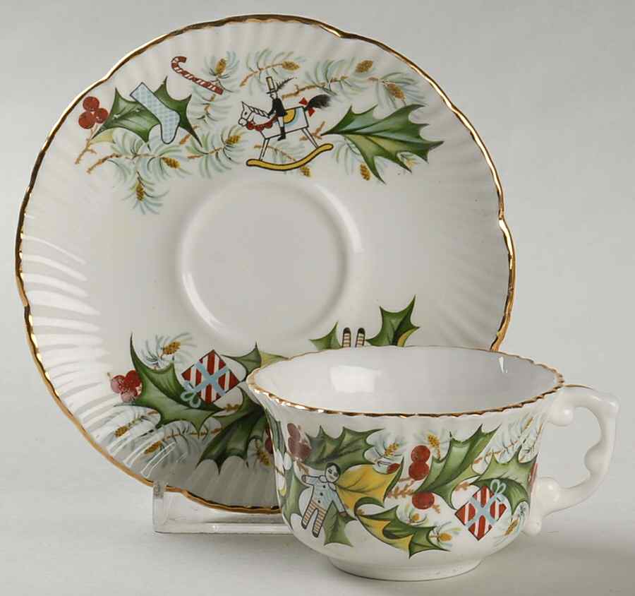 Christmas Holly Flat Demitasse Cup & Saucer Set by Hammersley-1