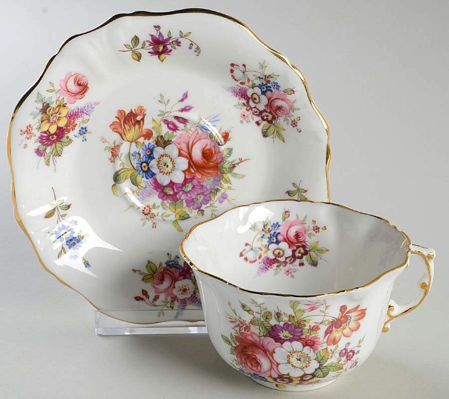 Howard Sprays (Scalloped, Embossed) Flat Cup & Saucer Set by Hammersley-1