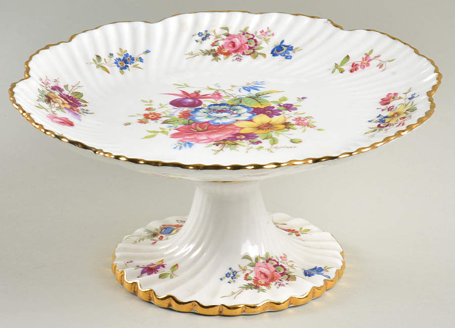 Howard Sprays (Scalloped, Embossed) 8" Diameter Pedestal Cake Stand by Hammersley-1