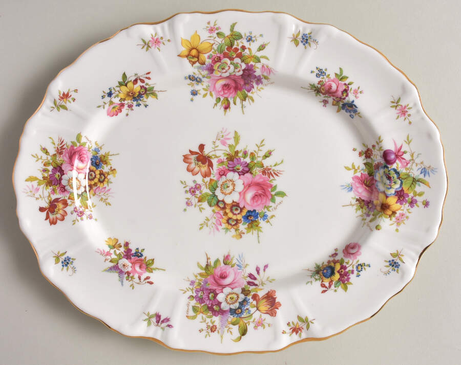 Howard Sprays (Scalloped, Embossed) 11" Oval Serving Platter by Hammersley-1