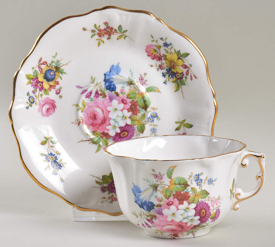 Howard Sprays (Scalloped, Embossed) Flat Cup & Saucer Set by Hammersley-1