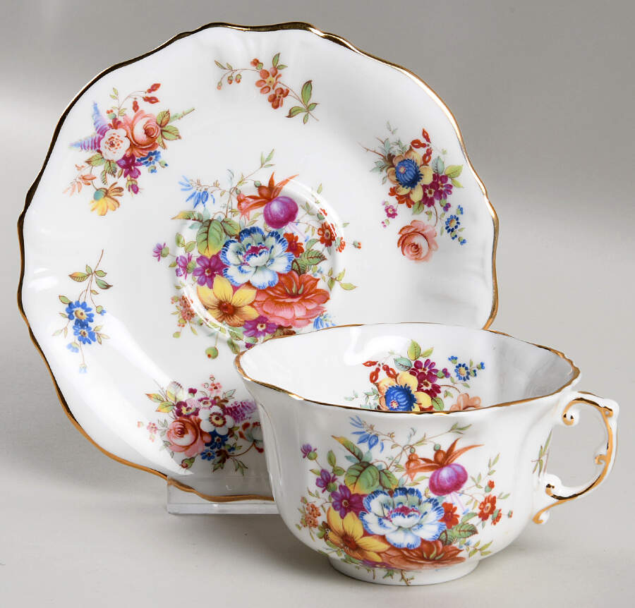 Howard Sprays (Scalloped, Embossed) Flat Cup & Saucer Set by Hammersley-1