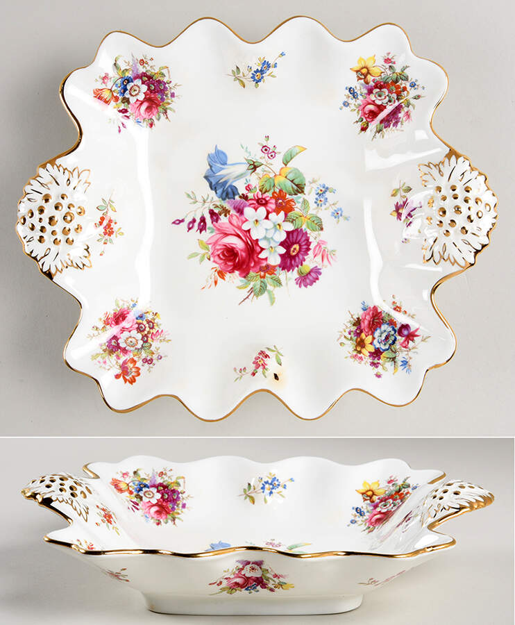 Howard Sprays (Scalloped, Embossed) 9" Handled Square Bon Bon by Hammersley-1