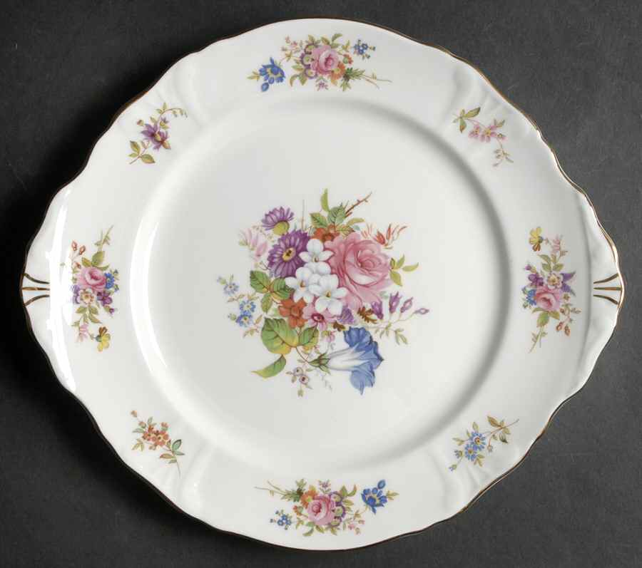 Howard Sprays (Scalloped, Embossed) Handled Cake Plate by Hammersley-1