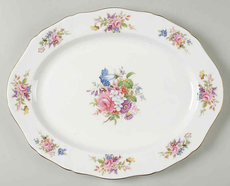 Howard Sprays (Scalloped, Embossed) 13" Oval Serving Platter by Hammersley-1