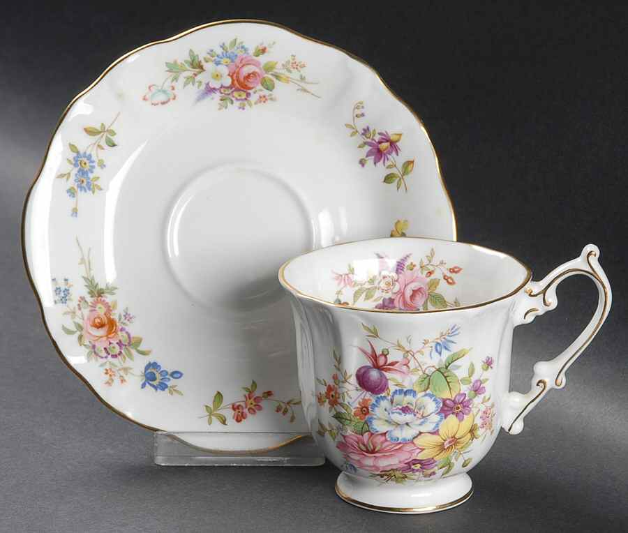 Howard Sprays (Scalloped, Embossed) Footed Cup & Saucer Set by Hammersley-1