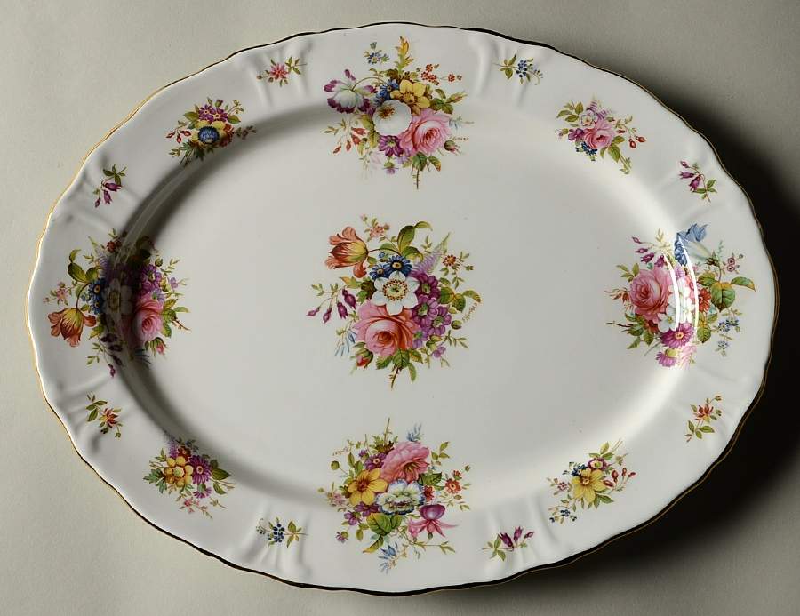 Howard Sprays (Scalloped, Embossed) 12" Oval Serving Platter by Hammersley-1