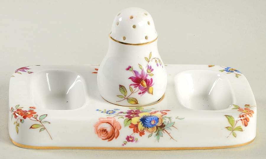 Howard Sprays (Scalloped, Embossed) Double Salt Dip & Shaker by Hammersley-1