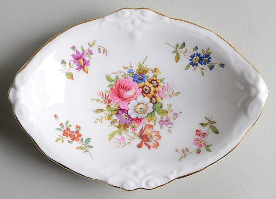 Howard Sprays (Scalloped, Embossed) 6" Oval Nut Dish by Hammersley-1