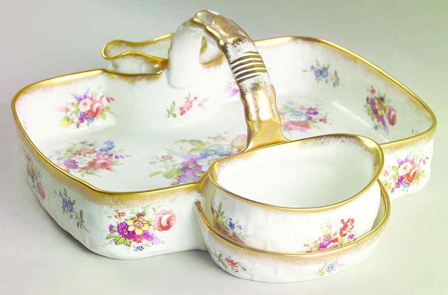 Lady Patricia (Scalloped, Embossed) Strawberry Basket W/Creamer & Open Sugar by Hammersley-1