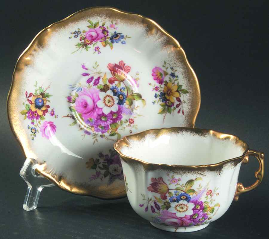 Lady Patricia (Scalloped, Embossed) Flat Cup & Saucer Set by Hammersley-1