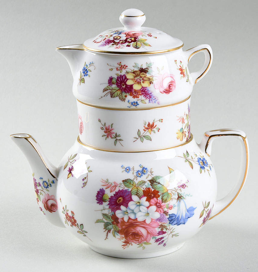 Minuet Mini Teapot, Creamer,Sugar Stacking Set by Hammersley-1
