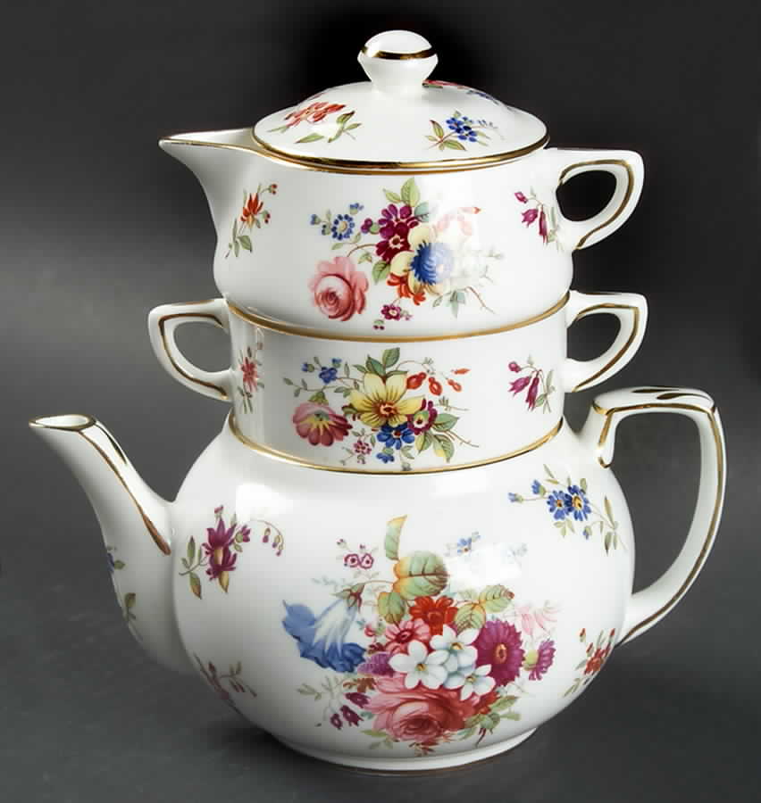 Minuet Mini Teapot Stacking Set (Creamer, Sugar) by Hammersley-1