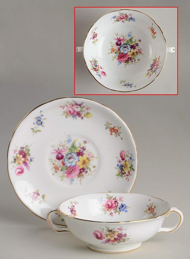 Minuet Footed Cream Soup Bowl & Saucer Set by Hammersley-1