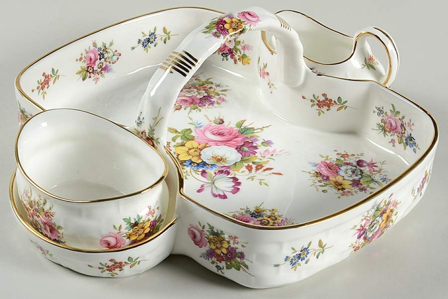 Minuet Strawberry Basket W/Creamer & Open Sugar by Hammersley-1