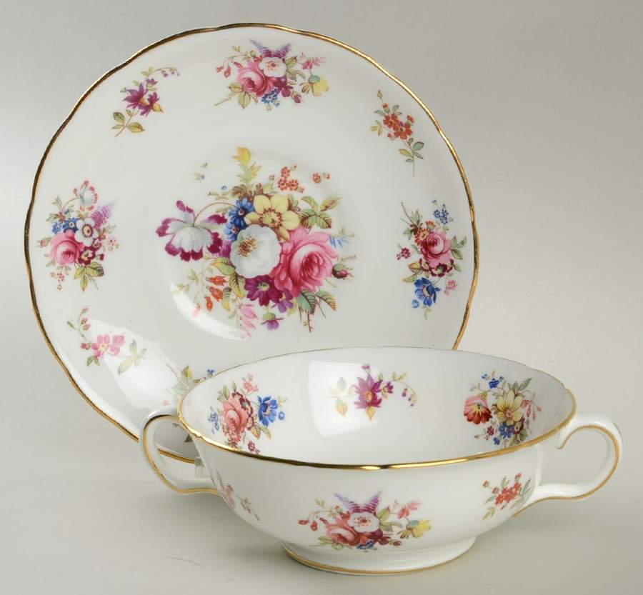 Minuet Footed Cream Soup Bowl & Saucer Set by Hammersley-1
