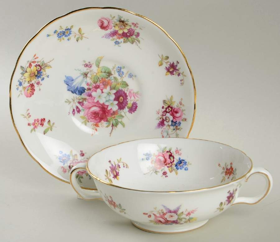 Minuet Footed Cream Soup Bowl & Saucer Set by Hammersley-1