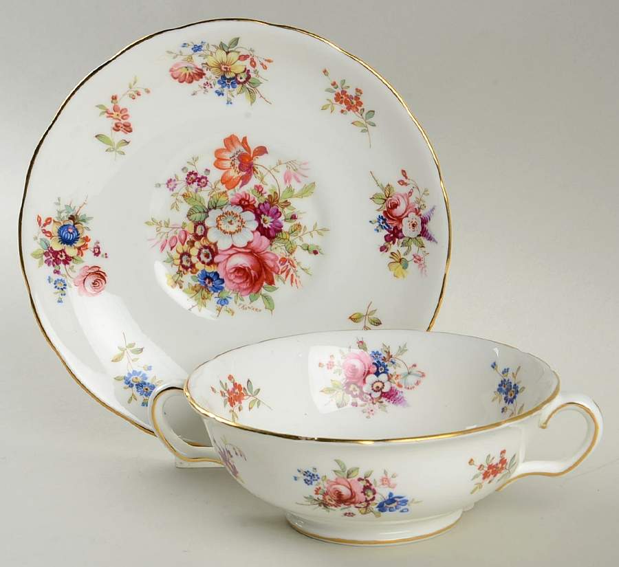 Minuet Footed Cream Soup Bowl & Saucer Set by Hammersley-1