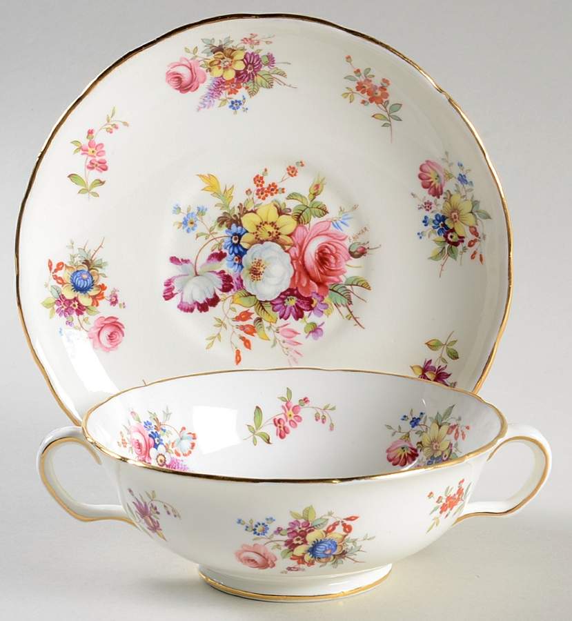 Minuet Footed Cream Soup Bowl & Saucer Set by Hammersley-1