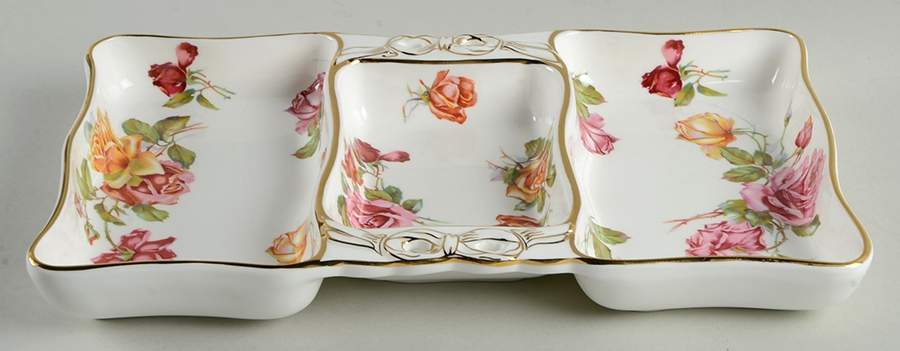 Morgan's Rose 3 Part Rectangular Divided Server by Hammersley-1