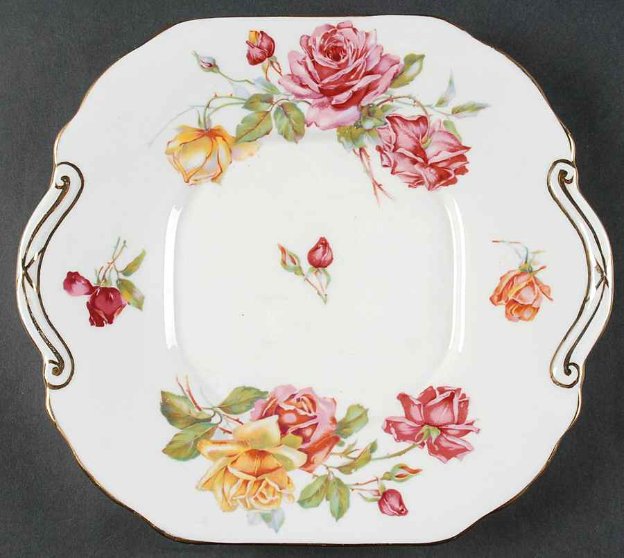 Morgan's Rose Square Handled Cake Plate by Hammersley-1